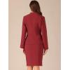 imageAllegra K Suits 2 Piece Skirt Set for Womens Business Office Outfits Collarless Blazer Pencil Skirts Suit SetsBurgundy
