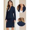 imageAllegra K Suits 2 Piece Skirt Set for Womens Business Office Outfits Collarless Blazer Pencil Skirts Suit SetsDark Blue