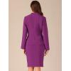 imageAllegra K Suits 2 Piece Skirt Set for Womens Business Office Outfits Collarless Blazer Pencil Skirts Suit SetsDark Purple
