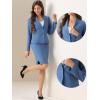 imageAllegra K Suits 2 Piece Skirt Set for Womens Business Office Outfits Collarless Blazer Pencil Skirts Suit SetsGrey Blue