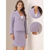 imageAllegra K Suits 2 Piece Skirt Set for Womens Business Office Outfits Collarless Blazer Pencil Skirts Suit SetsGrey Purple