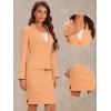 imageAllegra K Suits 2 Piece Skirt Set for Womens Business Office Outfits Collarless Blazer Pencil Skirts Suit SetsLight Orange