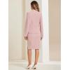 imageAllegra K Suits 2 Piece Skirt Set for Womens Business Office Outfits Collarless Blazer Pencil Skirts Suit SetsPink