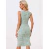 imageAllegra K Tweed Dress for Womens Summer Sleeveless Elegant Plaid Bodycon DressesGreen