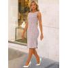 imageAllegra K Tweed Dress for Womens Summer Sleeveless Elegant Plaid Bodycon DressesPink