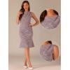 imageAllegra K Tweed Dress for Womens Summer Sleeveless Elegant Plaid Bodycon DressesWine Red