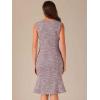 imageAllegra K Tweed Dress for Womens Summer Sleeveless Elegant Plaid Bodycon DressesWine Red