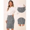 imageAllegra K Tweed Skirt for Womens Office Work High Waist Split Bodycon Plaid Pencil SkirtsBlack
