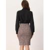 imageAllegra K Tweed Skirt for Womens Office Work High Waist Split Bodycon Plaid Pencil SkirtsBurgundy