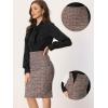 imageAllegra K Tweed Skirt for Womens Office Work High Waist Split Bodycon Plaid Pencil SkirtsBurgundy