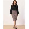 imageAllegra K Tweed Skirt for Womens Office Work High Waist Split Bodycon Plaid Pencil SkirtsBurgundy