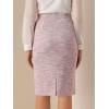 imageAllegra K Tweed Skirt for Womens Office Work High Waist Split Bodycon Plaid Pencil SkirtsPink