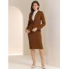 imageAllegra K Womens 2 Piece Skirt Suit Set Business Long Sleeve Blazer and Pencil Skirt OutfitsBrown