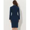 imageAllegra K Womens 2 Piece Skirt Suit Set Business Long Sleeve Blazer and Pencil Skirt OutfitsDark Blue