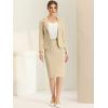 imageAllegra K Womens 2 Piece Skirt Suit Set Business Long Sleeve Blazer and Pencil Skirt OutfitsKhaki