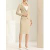 imageAllegra K Womens 2 Piece Skirt Suit Set Business Long Sleeve Blazer and Pencil Skirt OutfitsKhaki