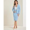 imageAllegra K Womens 2 Piece Skirt Suit Set Business Long Sleeve Blazer and Pencil Skirt OutfitsLight Blue