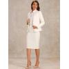 imageAllegra K Womens 2 Piece Skirt Suit Set Business Long Sleeve Blazer and Pencil Skirt OutfitsWhite