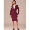 imageAllegra K Womens 2 Piece Skirt Suit Set Business Long Sleeve Blazer and Pencil Skirt OutfitsWine Red