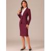 imageAllegra K Womens 2 Piece Skirt Suit Set Business Long Sleeve Blazer and Pencil Skirt OutfitsWine Red