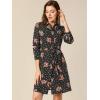 imageAllegra K Womens Button Down Vintage Polka Dots Dresses Collar Tie Belted Floral Shirt DressBlack Red