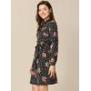 imageAllegra K Womens Button Down Vintage Polka Dots Dresses Collar Tie Belted Floral Shirt DressBlack Red