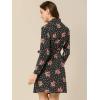 imageAllegra K Womens Button Down Vintage Polka Dots Dresses Collar Tie Belted Floral Shirt DressBlack Red