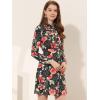 imageAllegra K Womens Button Down Vintage Polka Dots Dresses Collar Tie Belted Floral Shirt DressBlack Redflower
