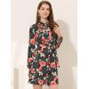 imageAllegra K Womens Button Down Vintage Polka Dots Dresses Collar Tie Belted Floral Shirt DressBlack Redflower