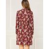 imageAllegra K Womens Button Down Vintage Polka Dots Dresses Collar Tie Belted Floral Shirt DressBurgundy