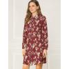 imageAllegra K Womens Button Down Vintage Polka Dots Dresses Collar Tie Belted Floral Shirt DressBurgundy