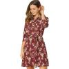 imageAllegra K Womens Button Down Vintage Polka Dots Dresses Collar Tie Belted Floral Shirt DressBurgundy