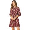 imageAllegra K Womens Button Down Vintage Polka Dots Dresses Collar Tie Belted Floral Shirt DressBurgundy