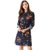 imageAllegra K Womens Button Down Vintage Polka Dots Dresses Collar Tie Belted Floral Shirt DressDark Blue
