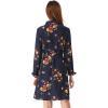 imageAllegra K Womens Button Down Vintage Polka Dots Dresses Collar Tie Belted Floral Shirt DressDark Blue