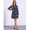imageAllegra K Womens Button Down Vintage Polka Dots Dresses Collar Tie Belted Floral Shirt DressNavy Blue