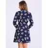 imageAllegra K Womens Button Down Vintage Polka Dots Dresses Collar Tie Belted Floral Shirt DressNavy Blue