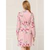 imageAllegra K Womens Button Down Vintage Polka Dots Dresses Collar Tie Belted Floral Shirt DressPink