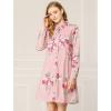 imageAllegra K Womens Button Down Vintage Polka Dots Dresses Collar Tie Belted Floral Shirt DressPink