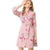 imageAllegra K Womens Button Down Vintage Polka Dots Dresses Collar Tie Belted Floral Shirt DressPink