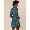 imageAllegra K Womens Button Down Vintage Polka Dots Dresses Collar Tie Belted Floral Shirt DressTeal Blue