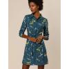 imageAllegra K Womens Button Down Vintage Polka Dots Dresses Collar Tie Belted Floral Shirt DressTeal Blue