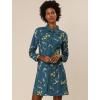 imageAllegra K Womens Button Down Vintage Polka Dots Dresses Collar Tie Belted Floral Shirt DressTeal Blue