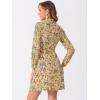 imageAllegra K Womens Button Down Vintage Polka Dots Dresses Collar Tie Belted Floral Shirt DressYellow