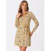 imageAllegra K Womens Button Down Vintage Polka Dots Dresses Collar Tie Belted Floral Shirt DressYellow