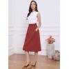 imageAllegra K Womens Cotton ALine Skirt Elastic Waist Casual Peasant Midi Skirts with PocketsDeep Red