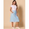 imageAllegra K Womens Cotton ALine Skirt Elastic Waist Casual Peasant Midi Skirts with PocketsLight Blue
