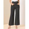 imageAllegra K Womens High Waist Denim Jeans Cotton Trim Long Pants Wide Leg JeansBlack