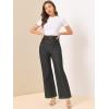 imageAllegra K Womens High Waist Denim Jeans Cotton Trim Long Pants Wide Leg JeansBlack
