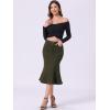 imageAllegra K Womens Ruffle Denim Skirt Midi Bodycon High Waist Fishtail Jean SkirtsArmy Green